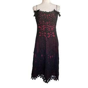 Vintage Betsey Johnson Women's Dress Red Black Slip‎ Whimsigoth Y2K 90 Size 10